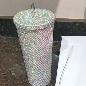 Diamond Studded Bling 26oz Tumbler w/ Stainless Steel Straw & Brush